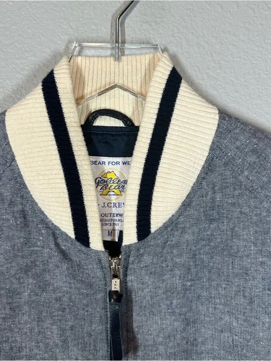 GOLDEN BEAR BY J.CREW Men’s Medium Grey Blue Bomber Jacket Raglan Sleeves - Picture 2 of 10